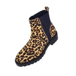 Steve Madden Leopard Print Calf Hair Boots Pull On Ankle Booties size 7 EUC